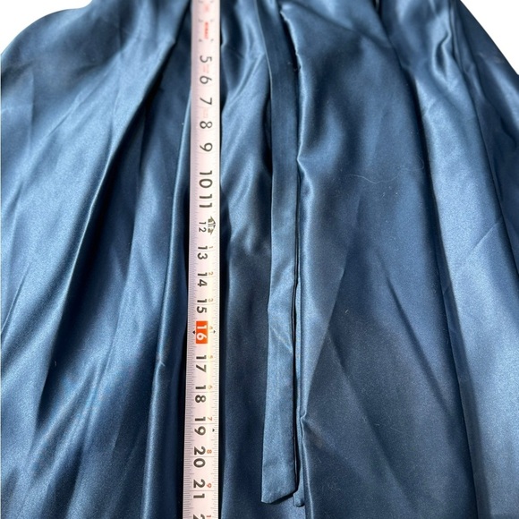 TS Couture A-Line Corset Back Puff Dress Womens Size L Blue Satin Gown Dress - Picture 12 of 15